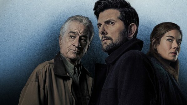 Movie poster for The Whisper Man on Netflix with Adam Scott, Robert Deniro, Michelle Monaghan